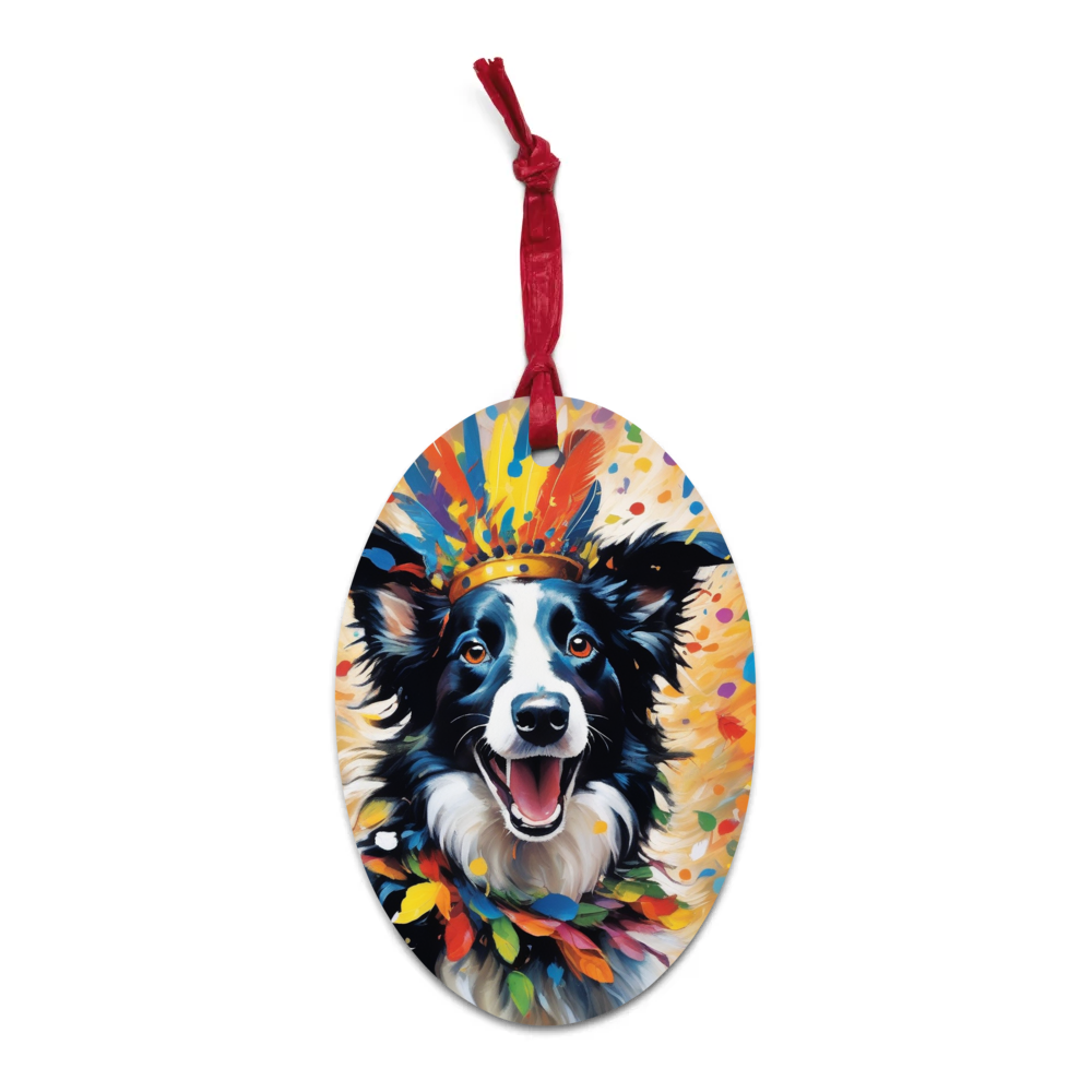 PugMug Custom Border Collie Wooden Ornament