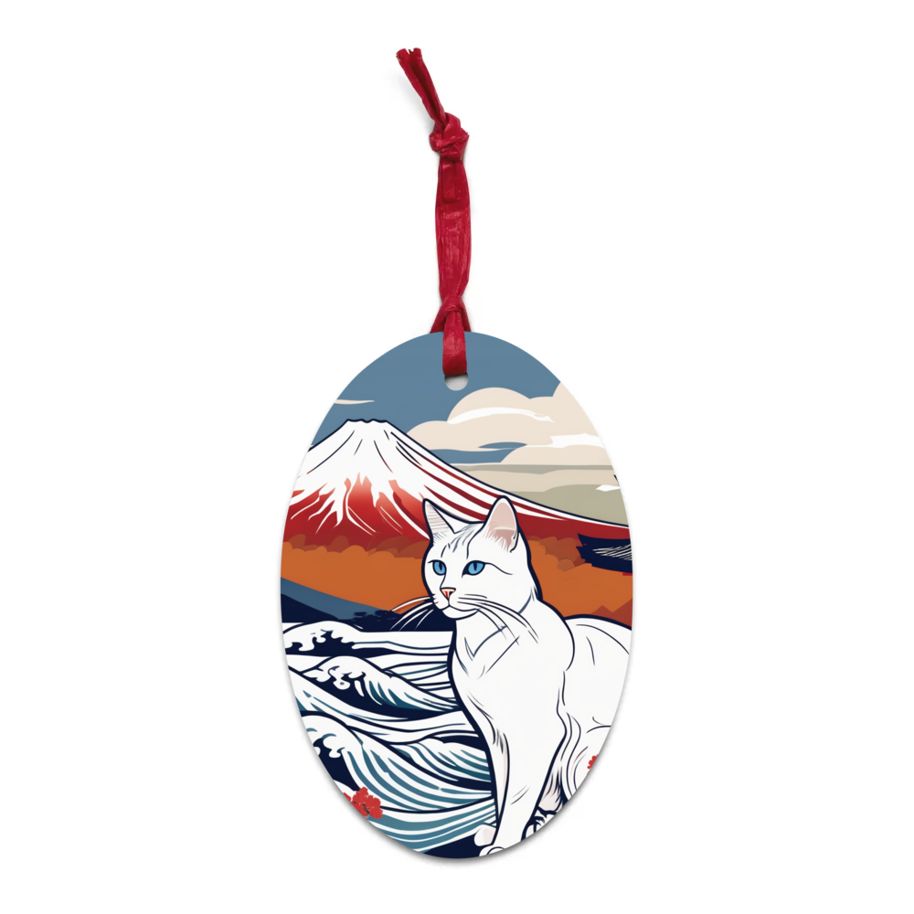 PugMug Custom White Companion Cat Wooden Ornament