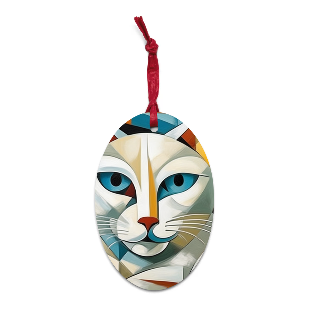 PugMug Custom White Companion Cat Wooden Ornament