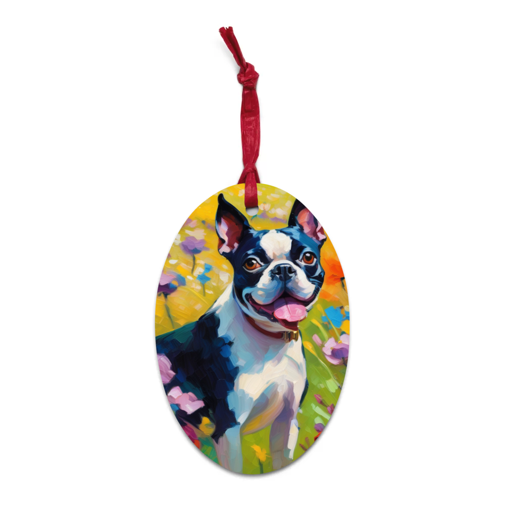 PugMug Custom Boston Terrier Wooden Ornament