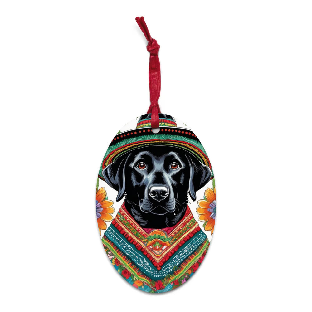 PugMug Custom Black Labrador Retriever Wooden Ornament