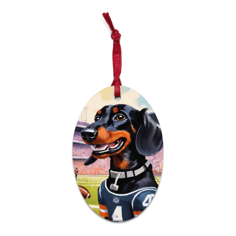 PugMug Custom Black Dachshund Wooden Ornament