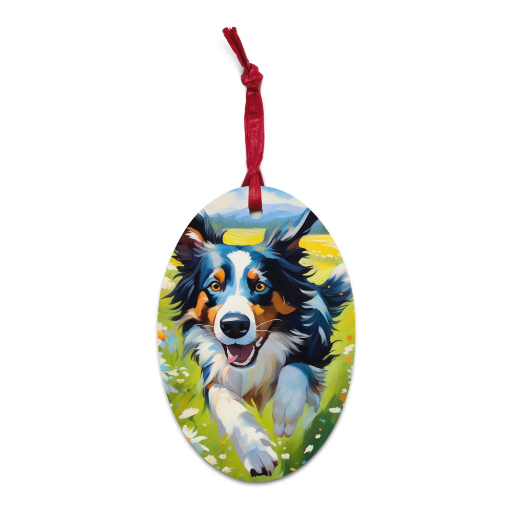 PugMug Custom Border Collie Wooden Ornament