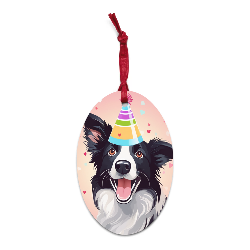 PugMug Custom Border Collie Wooden Ornament