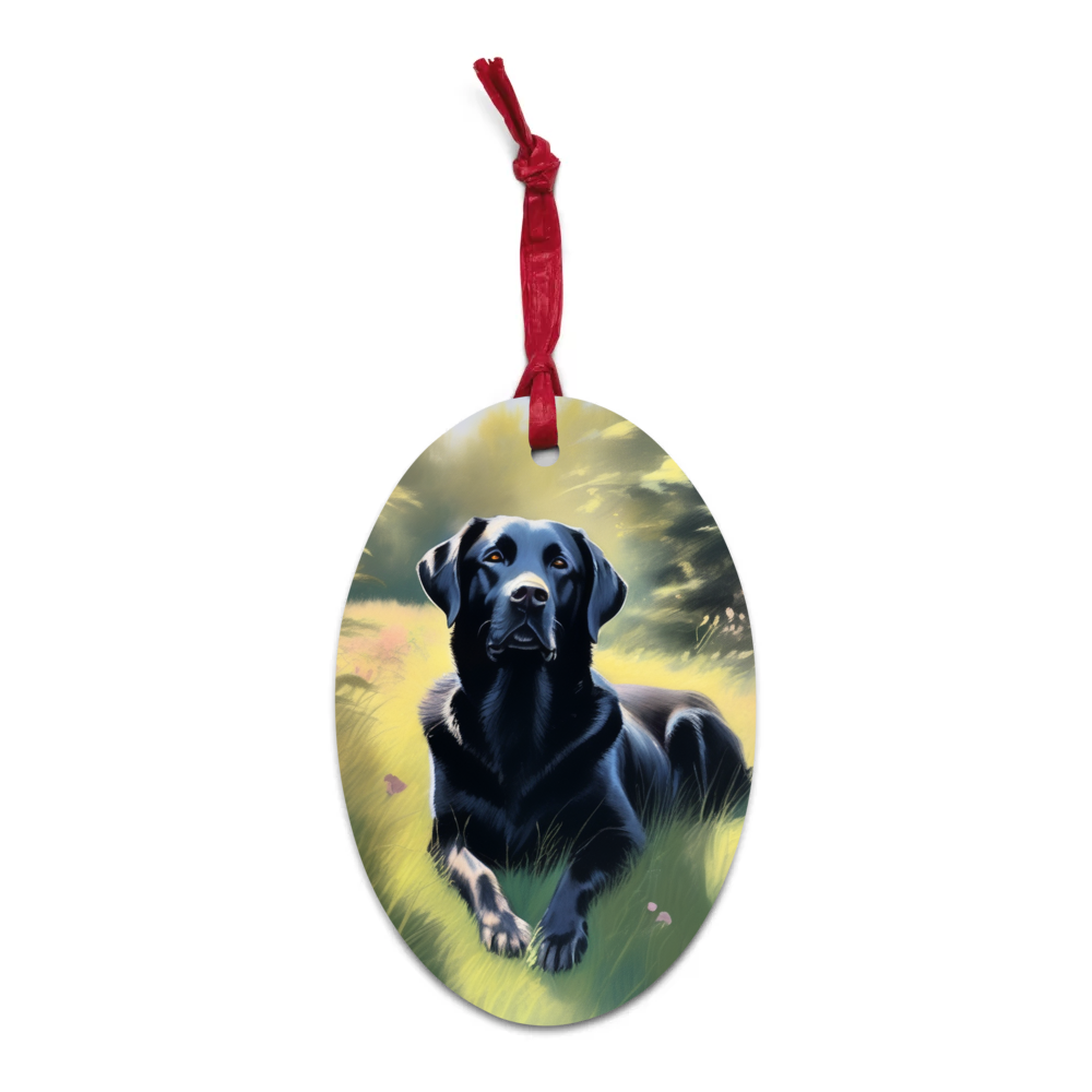 PugMug Custom Black Labrador Retriever Wooden Ornament