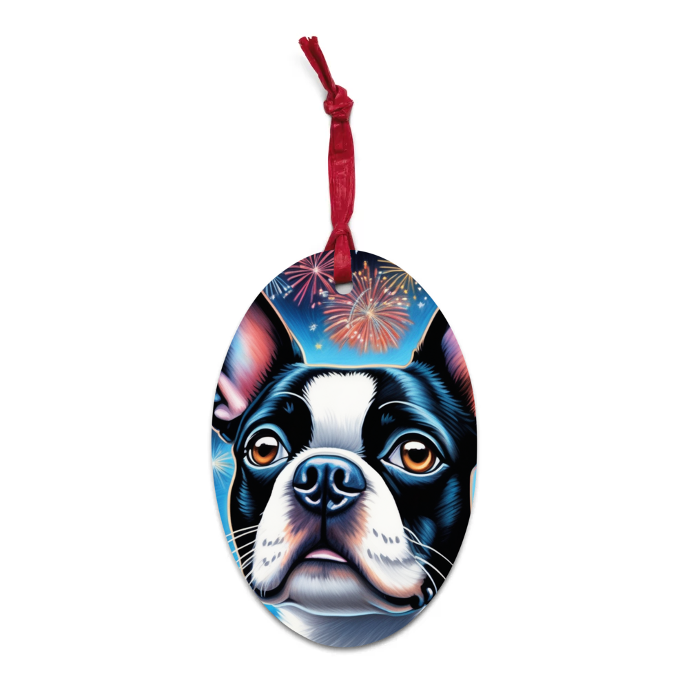 PugMug Custom Boston Terrier Wooden Ornament