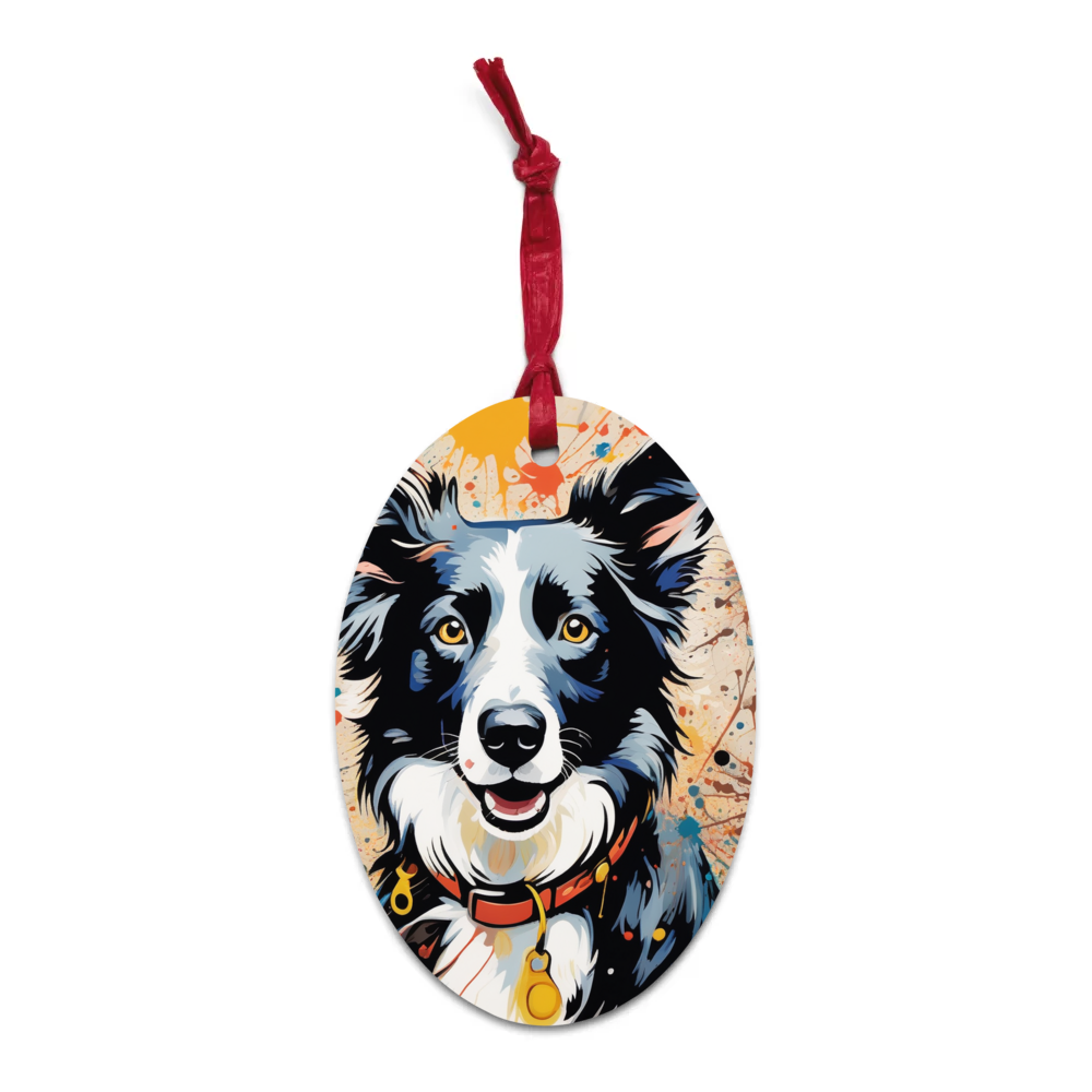 PugMug Custom Border Collie Wooden Ornament