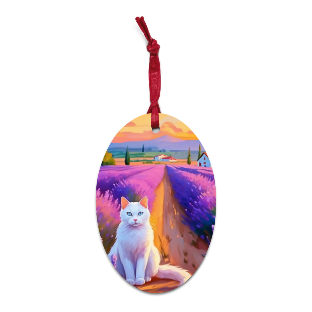 PugMug Custom White Companion Cat Wooden Ornament
