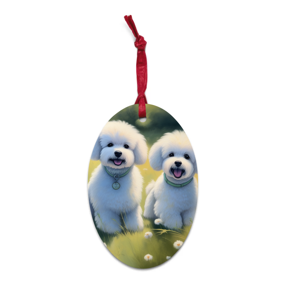 PugMug Custom Bichons Frise Wooden Ornament