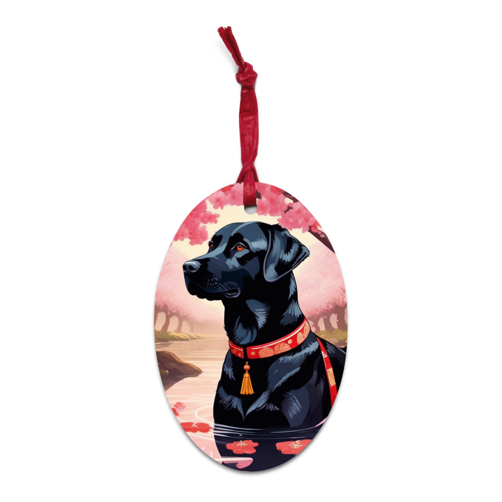 PugMug Custom Black Labrador Retriever Wooden Ornament