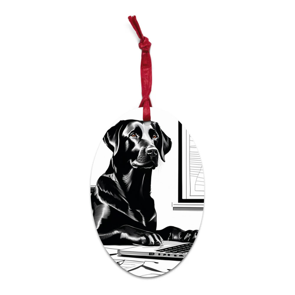 PugMug Custom Black Labrador Retriever Wooden Ornament