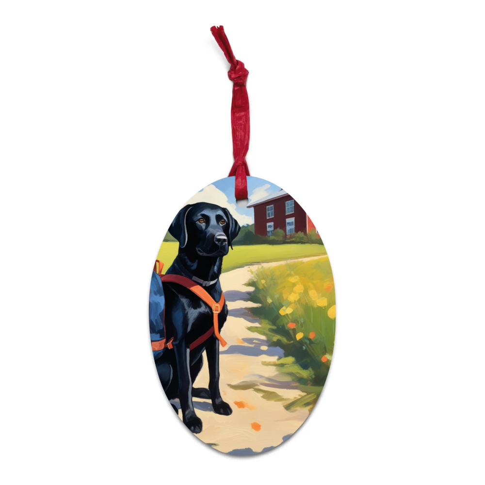 PugMug Custom Black Labrador Retriever Wooden Ornament