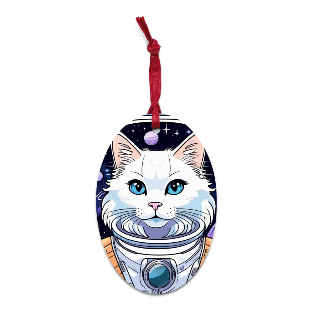 PugMug Custom White Ragdoll Cat Wooden Ornament