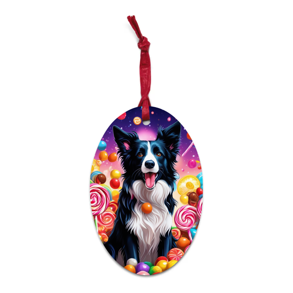 PugMug Custom Border Collie Wooden Ornament