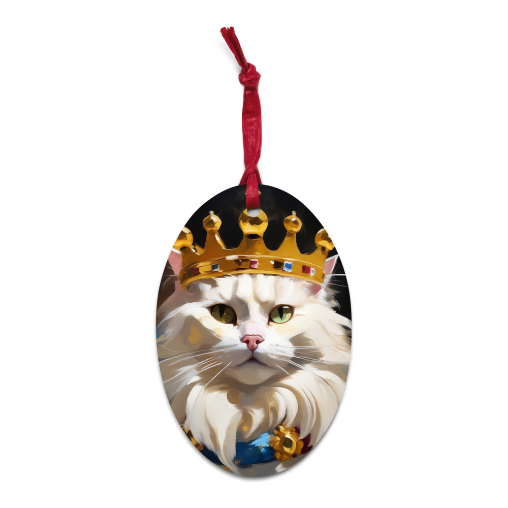 PugMug Custom White Companion Cat Wooden Ornament