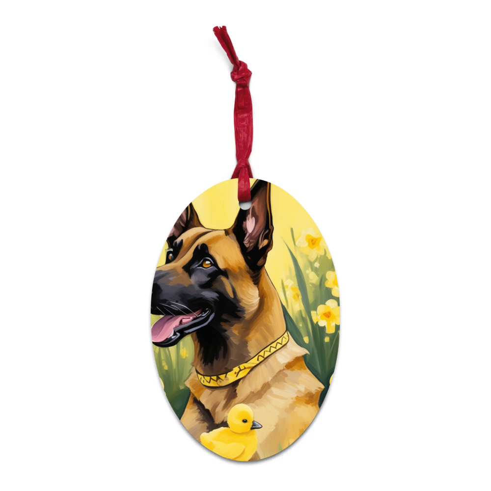 PugMug Custom Belgian Malinois Wooden Ornament