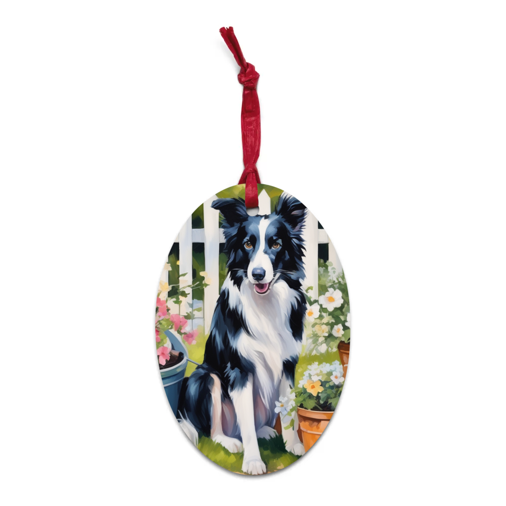 PugMug Custom Border Collie Wooden Ornament