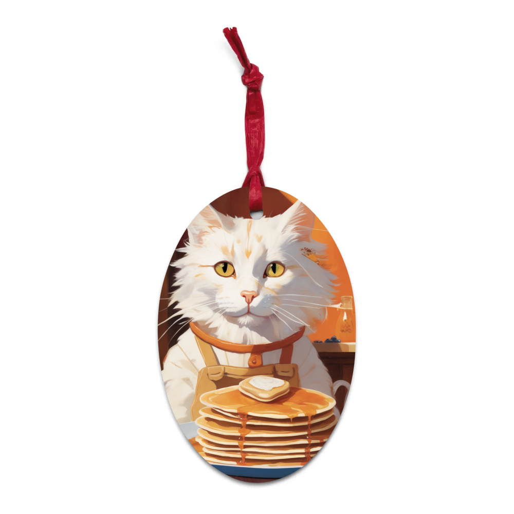 PugMug Custom White Companion Cat Wooden Ornament