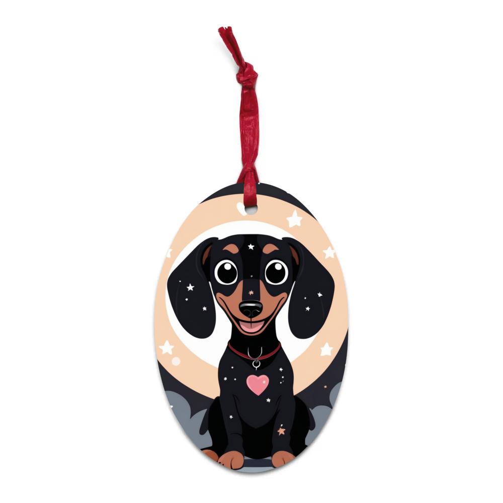 PugMug Custom Black Dachshund Wooden Ornament