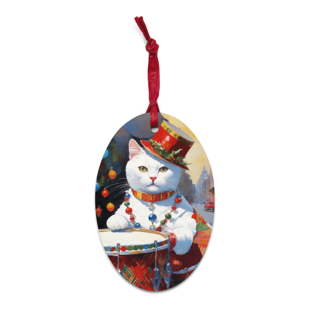 PugMug Custom White Exotic Cat Wooden Ornament
