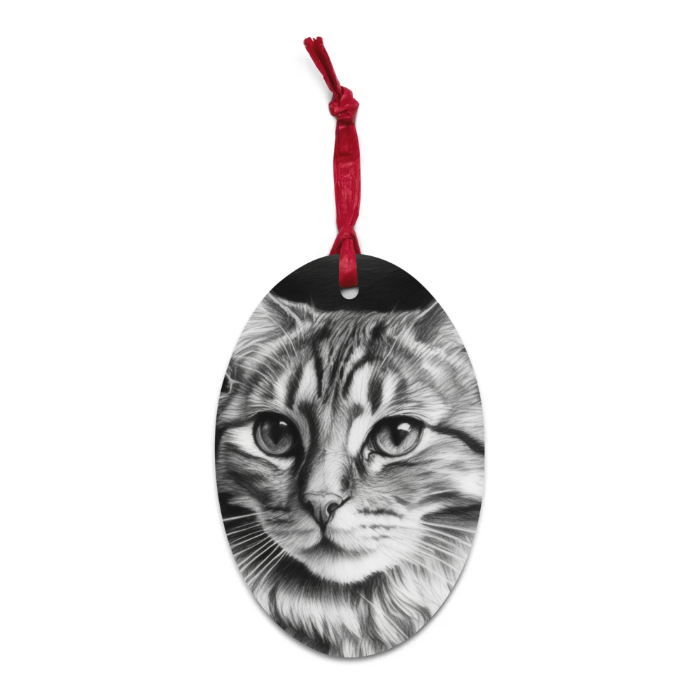 PugMug Custom Tabby Companion Cat Wooden Ornament