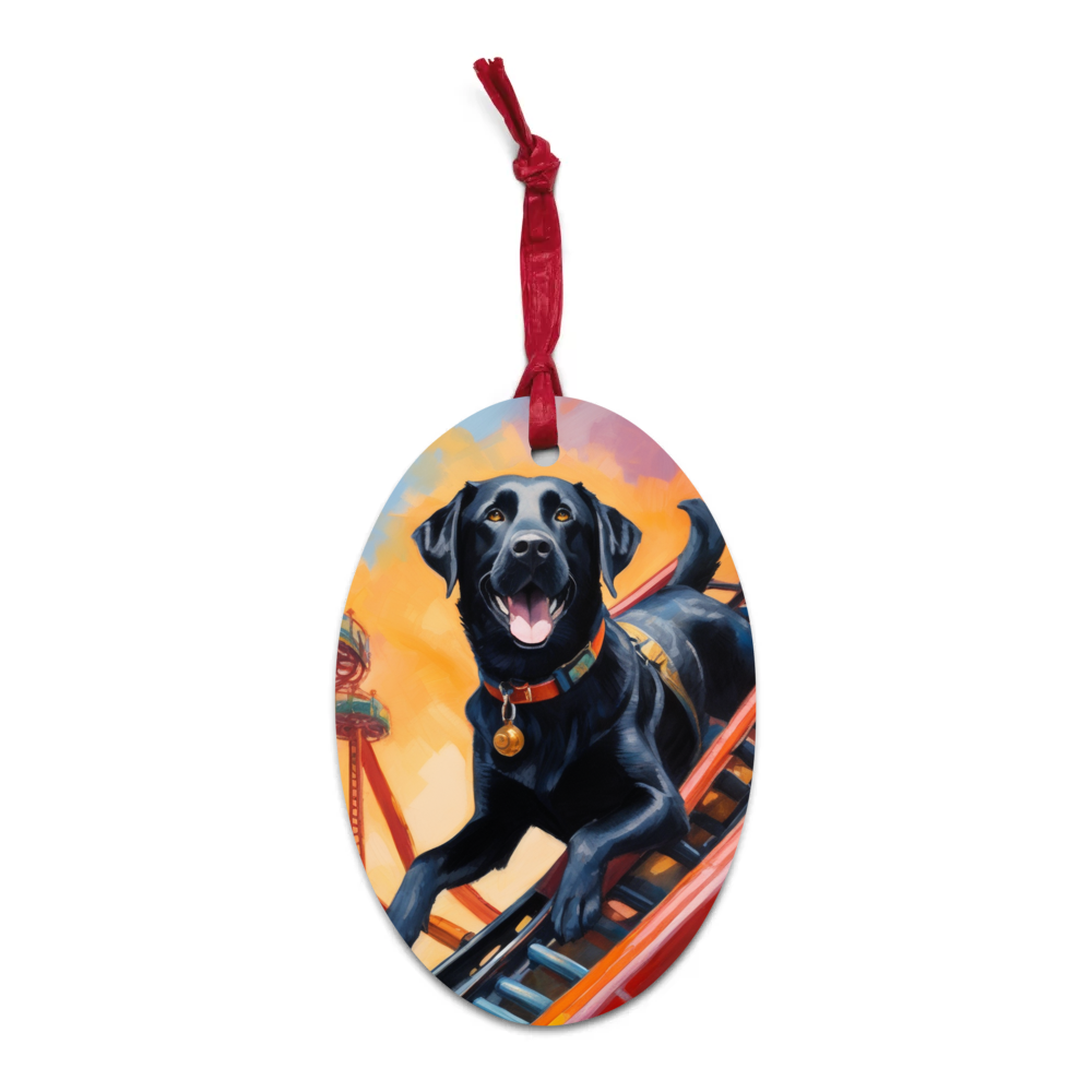 PugMug Custom Black Labrador Retriever Wooden Ornament