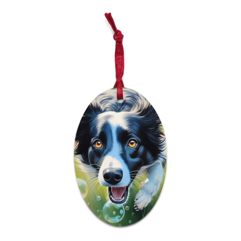 PugMug Custom Border Collie Wooden Ornament