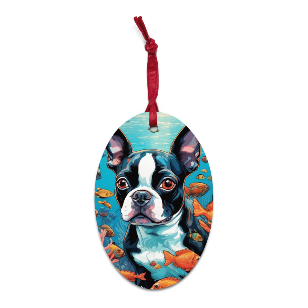 PugMug Custom Boston Terrier Wooden Ornament