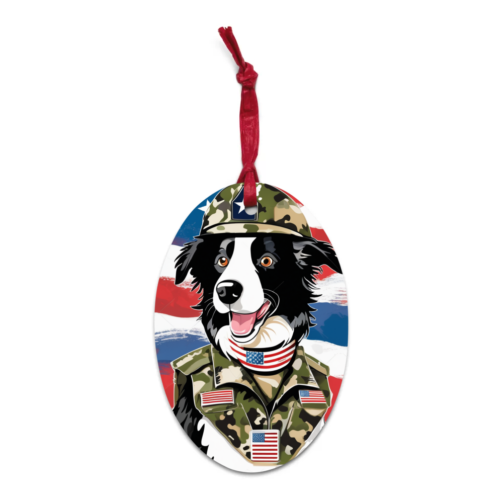 PugMug Custom Border Collie Wooden Ornament