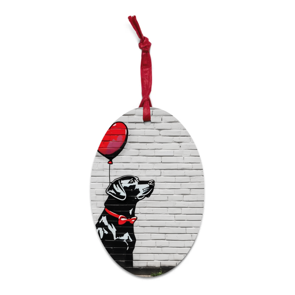 PugMug Custom Black Labrador Retriever Wooden Ornament