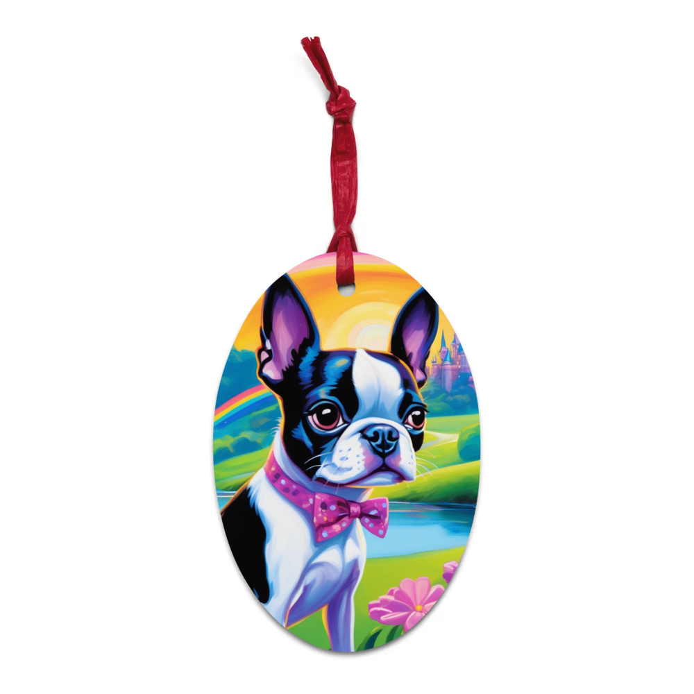 PugMug Custom Boston Terrier Wooden Ornament
