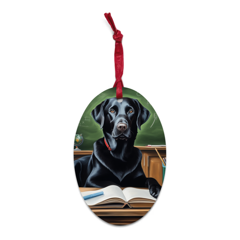 PugMug Custom Black Labrador Retriever Wooden Ornament