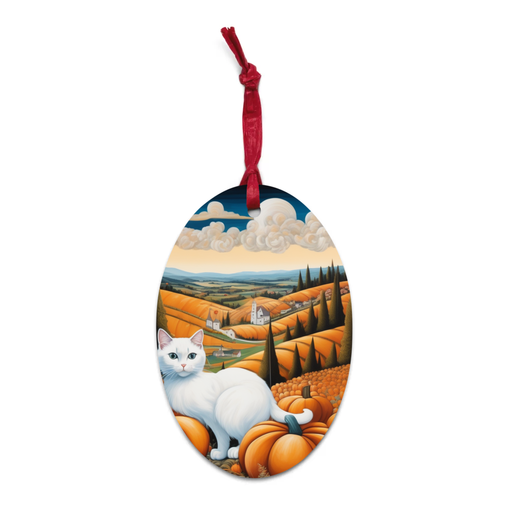 PugMug Custom White Companion Cat Wooden Ornament