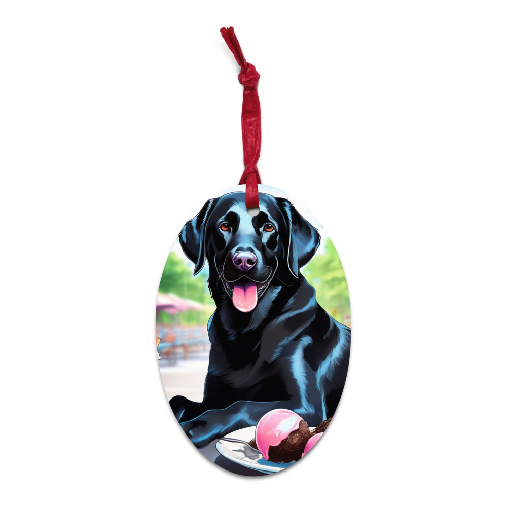 PugMug Custom Black Labrador Retriever Wooden Ornament