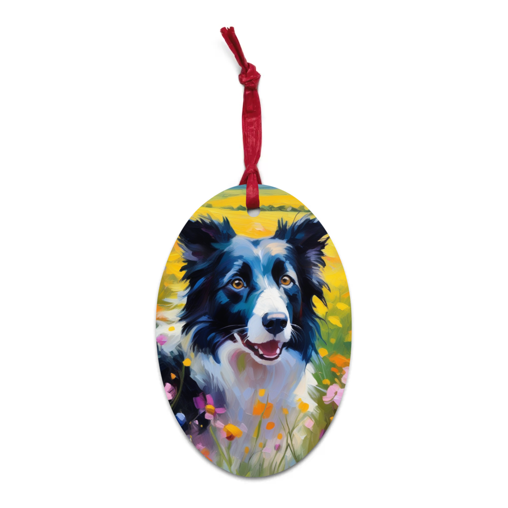 PugMug Custom Border Collie Wooden Ornament