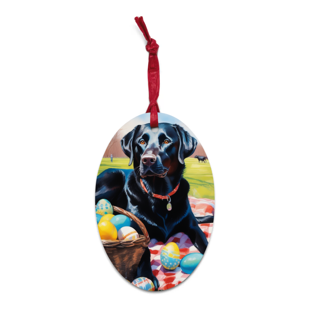 PugMug Custom Black Labrador Retriever Wooden Ornament