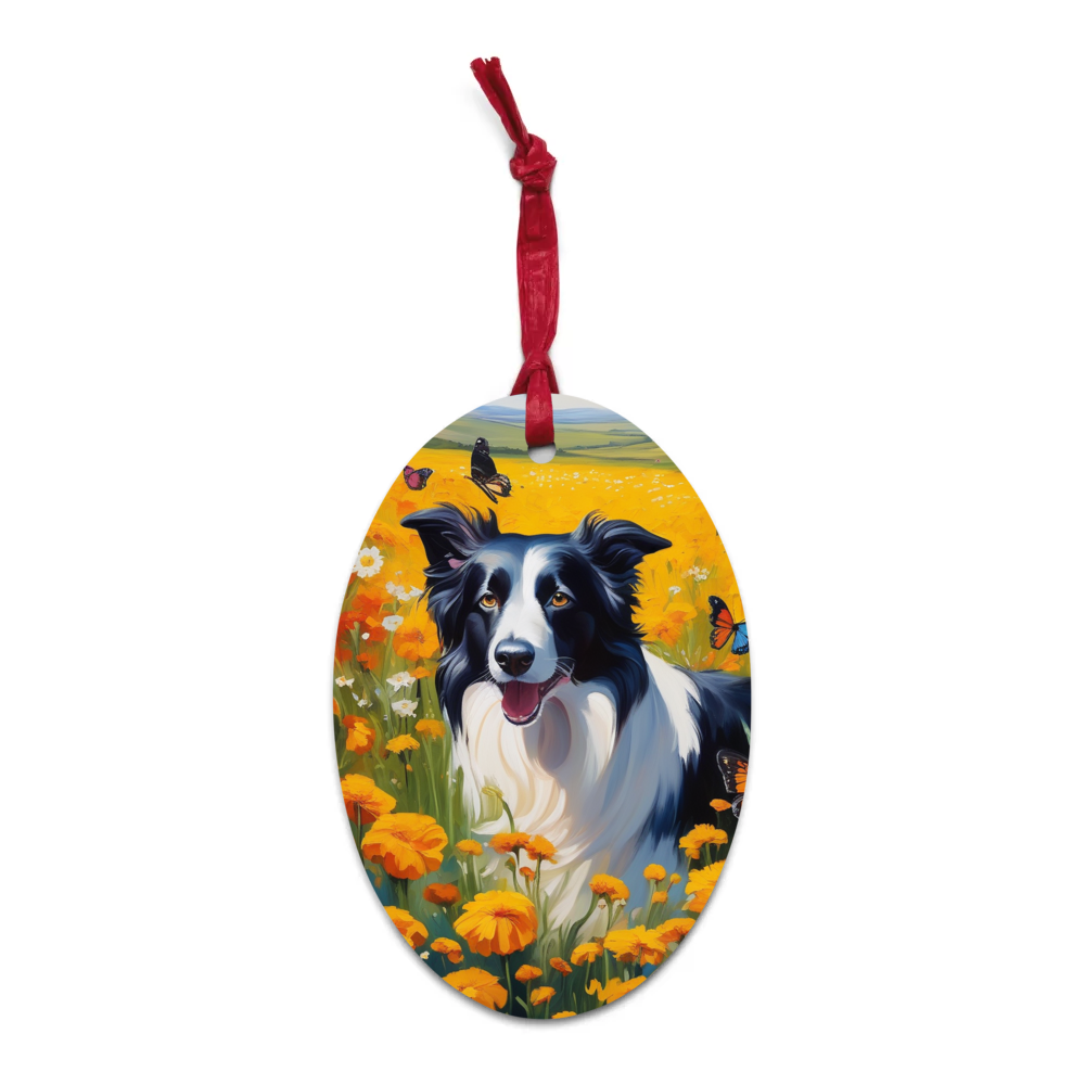 PugMug Custom Border Collie Wooden Ornament