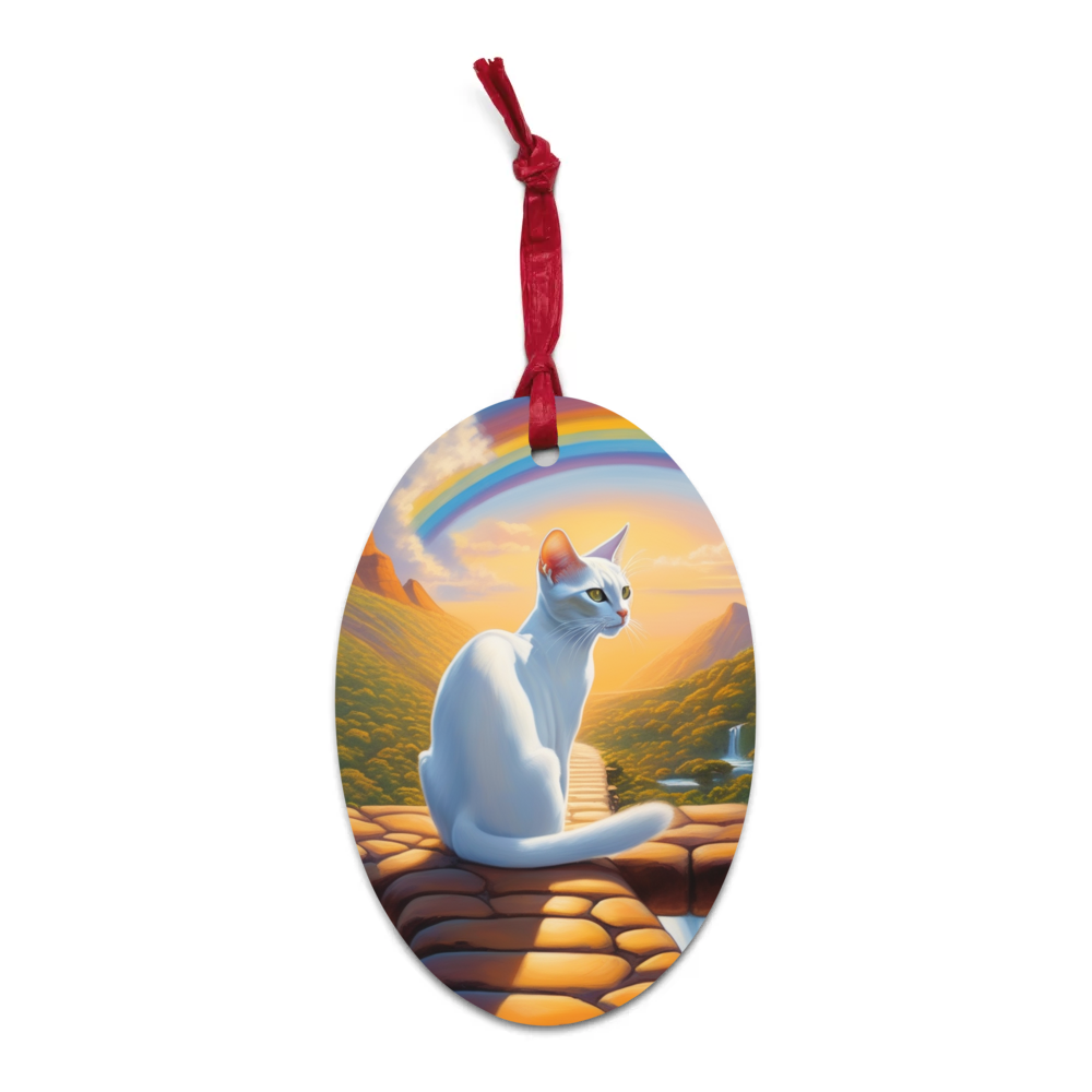 PugMug Custom White Abyssinian Cat Wooden Ornament