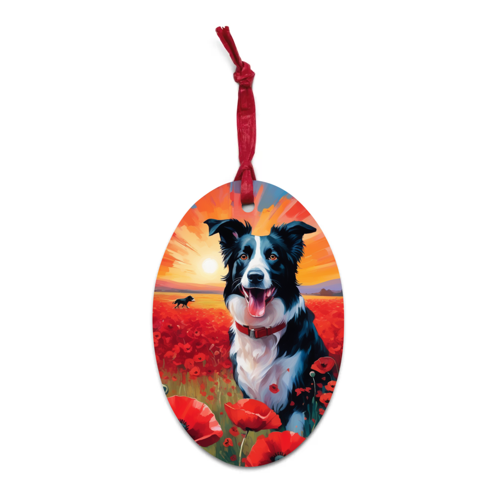 PugMug Custom Border Collie Wooden Ornament