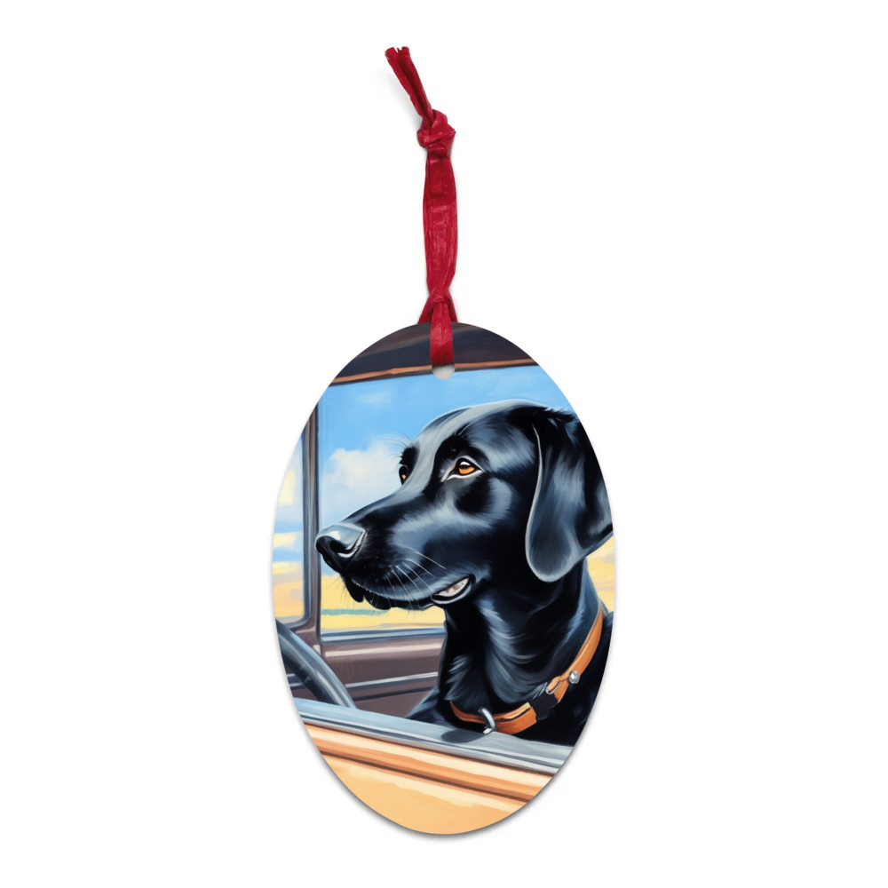 PugMug Custom Black Labrador Retriever Wooden Ornament