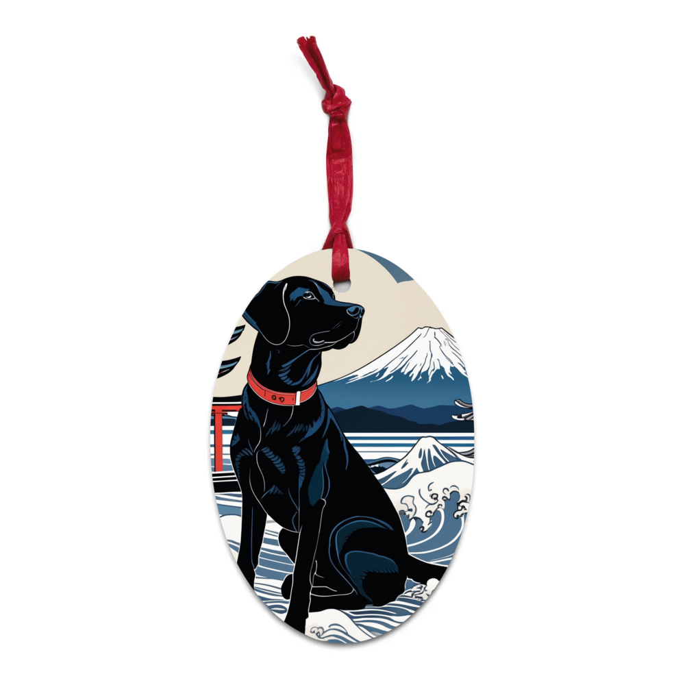 PugMug Custom Black Labrador Retriever Wooden Ornament