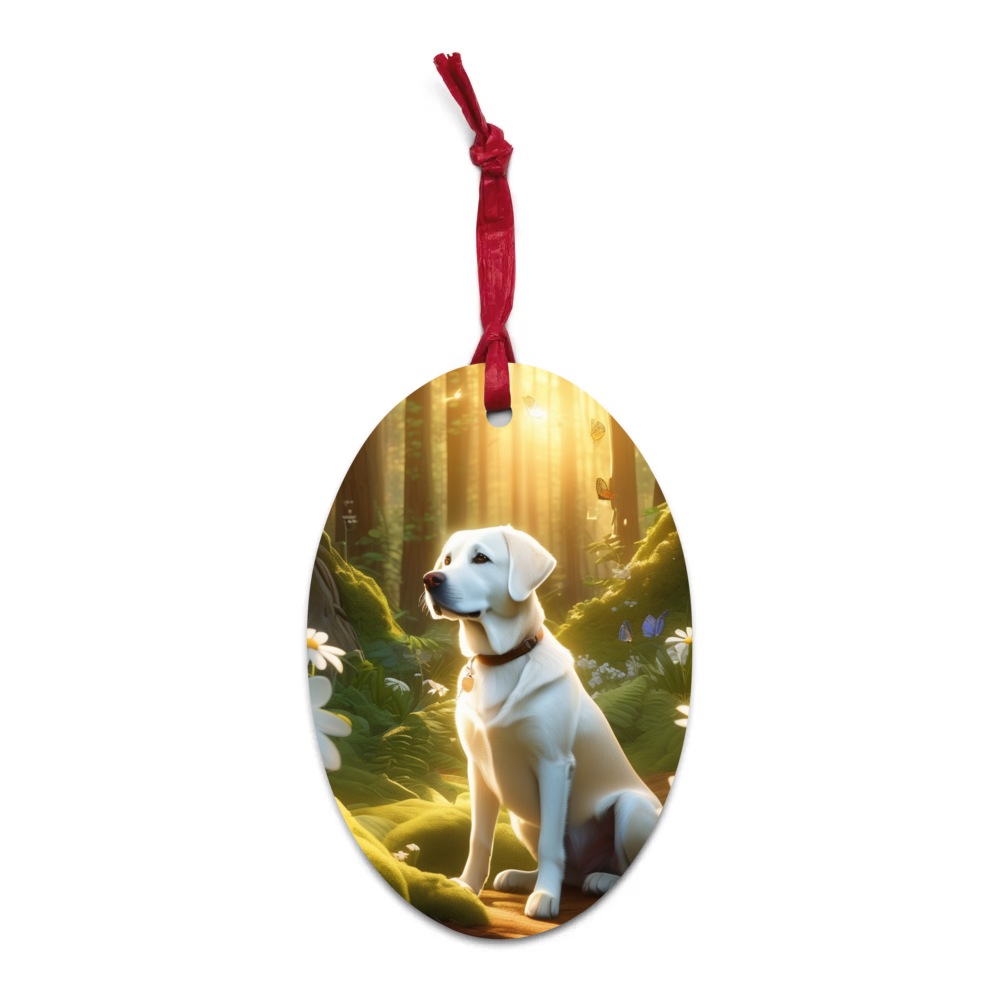 PugMug Custom White Labrador Retriever Wooden Ornament
