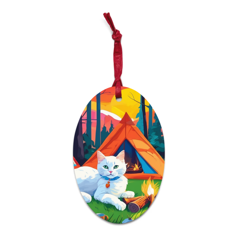 PugMug Custom White Companion Cat Wooden Ornament