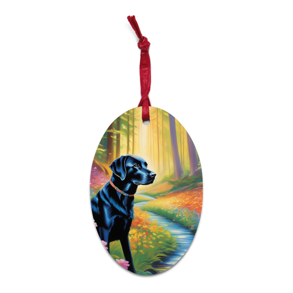 PugMug Custom Black Labrador Retriever Wooden Ornament