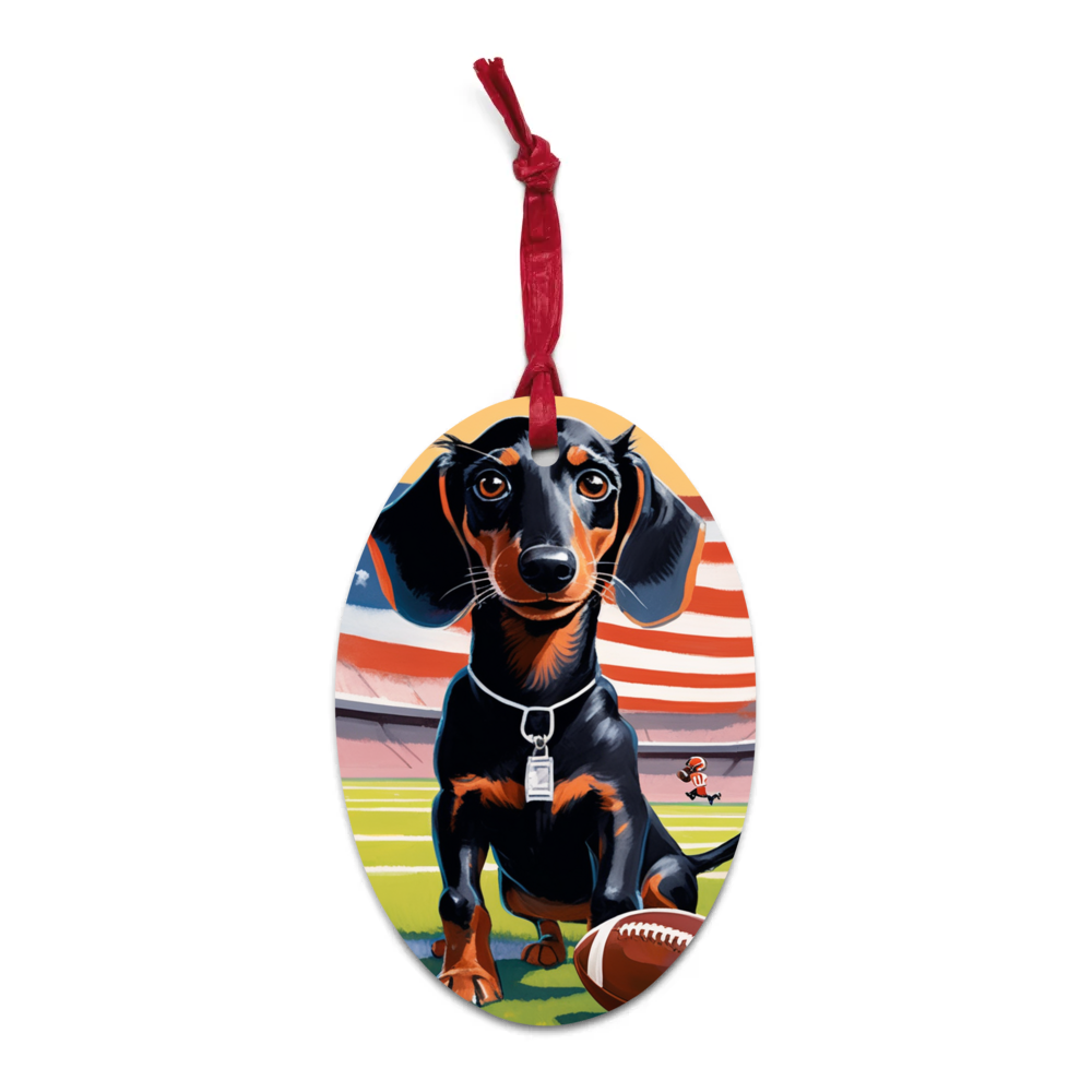 PugMug Custom Black Dachshund Wooden Ornament