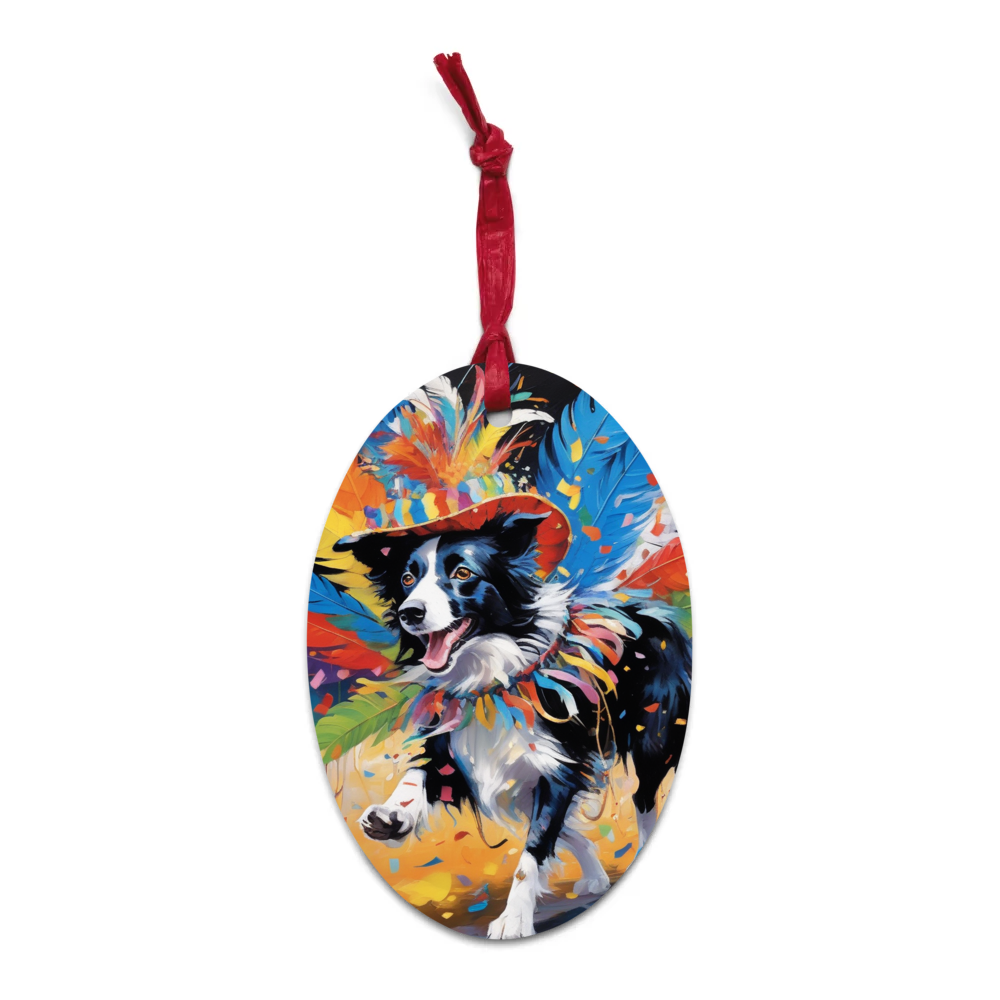 PugMug Custom Border Collie Wooden Ornament