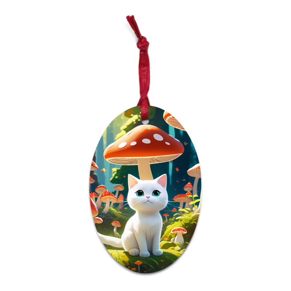 PugMug Custom White Companion Cat Wooden Ornament