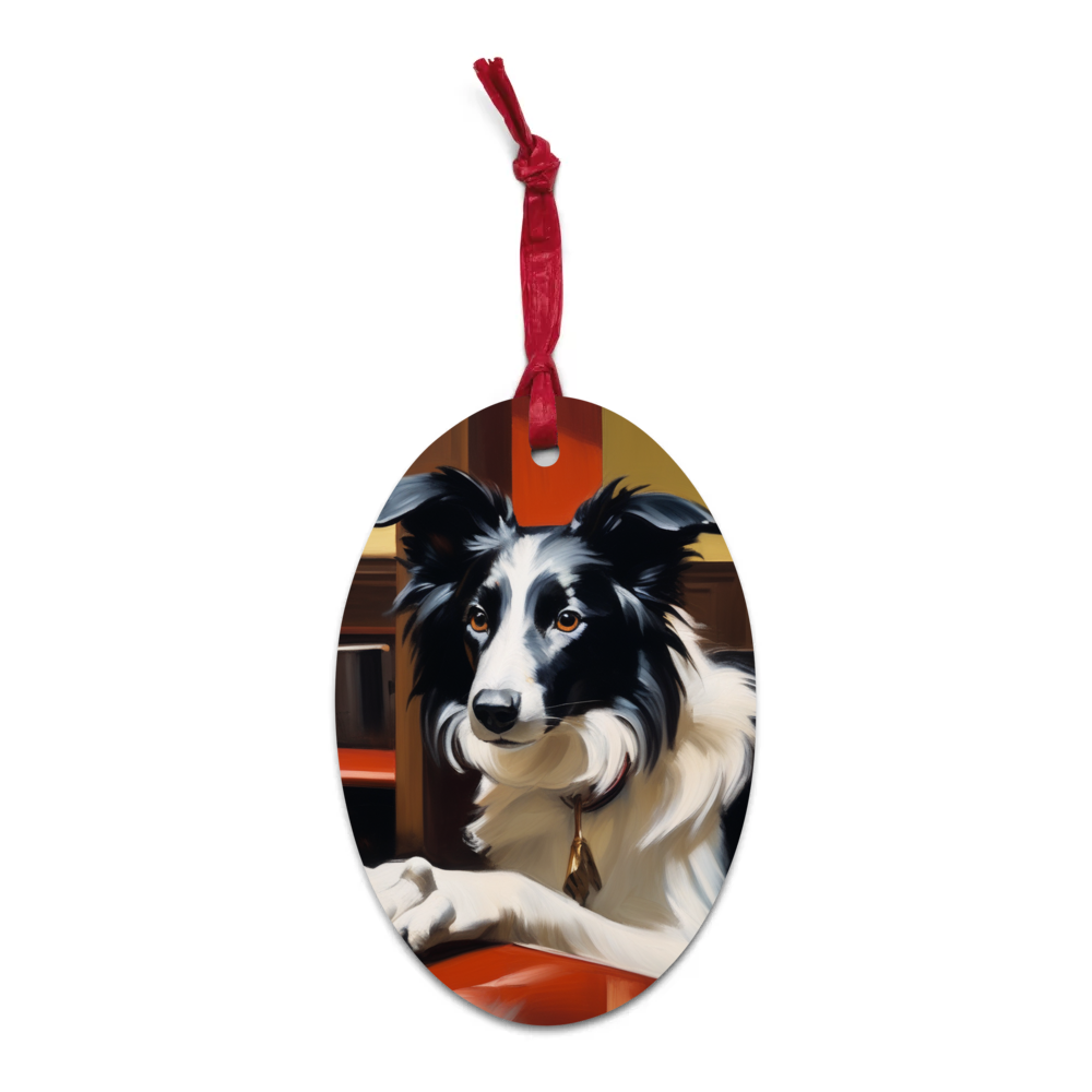 PugMug Custom Border Collie Wooden Ornament
