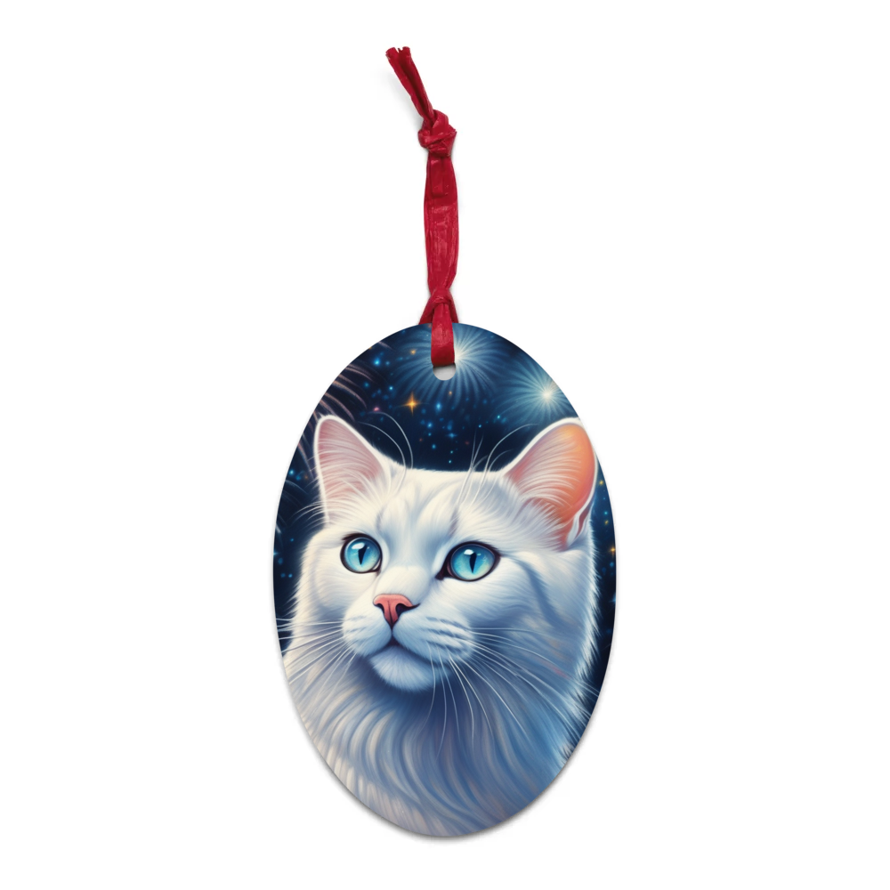 PugMug Custom White Exotic Cat Wooden Ornament