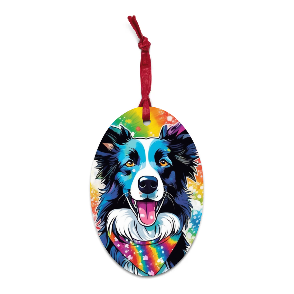 PugMug Custom Border Collie Wooden Ornament